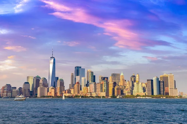 Vue Panoramique Paysage Urbain Manhattan New York Coucher Soleil Usa — Photo