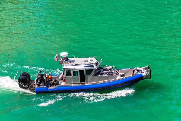 Chicago Polisbåt Vid Chicago River Chicago Illinois Usa — Stockfoto