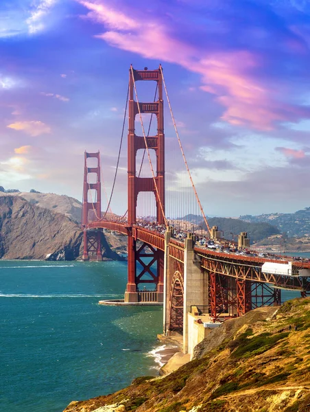 Panoramic View Golden Gate Bridge San Francisco California Sunset Usa — Stock Photo, Image
