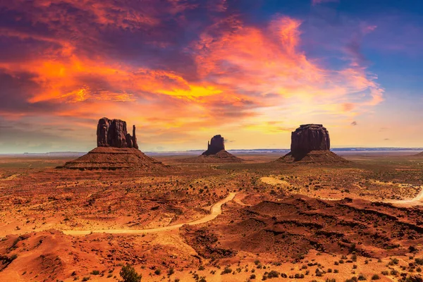 Monument Valley Při Úžasném Západu Slunce Arizona Usa — Stock fotografie