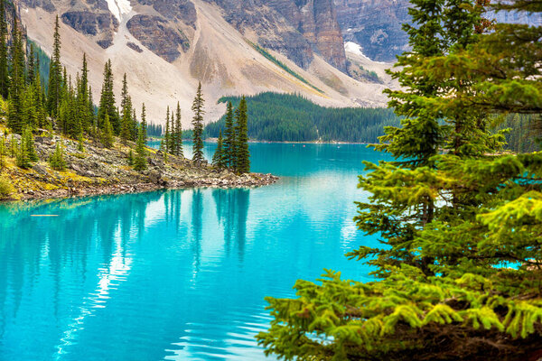 Panoramic view of Lake Moraine, Banff National Park Of Canada