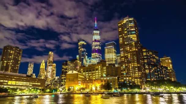 El centro de Manhattan y el río Hudson en Nueva York, Estados Unidos — Vídeos de Stock