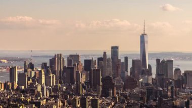 New York City, New York, ABD 'de Manhattan' ın panoramik hava manzarası