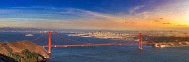 San Francisco, Kaliforniya 'daki Golden Gate Köprüsü Panoraması, ABD