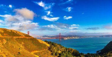 San Francisco, Kaliforniya 'daki Golden Gate Köprüsü Panoraması, ABD