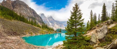 Moraine Gölü Panoraması, Kanada Banff Ulusal Parkı