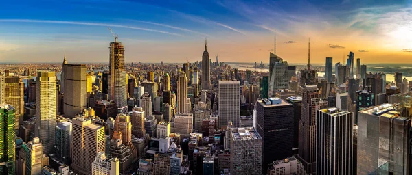 Panorama Manhattan Atardecer Nueva York —  Fotos de Stock