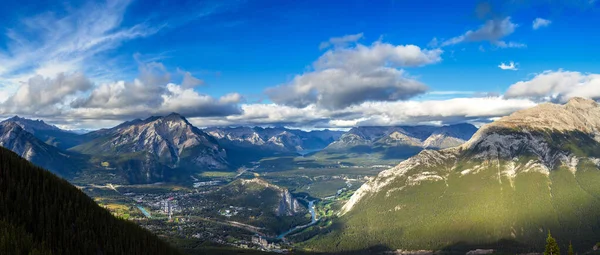 Panorama Aerial View Banff City Bow Valley Banff National Park — Stock Photo, Image