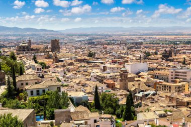 Güzel yaz gün, İspanya Granada panoramik havadan görünümü