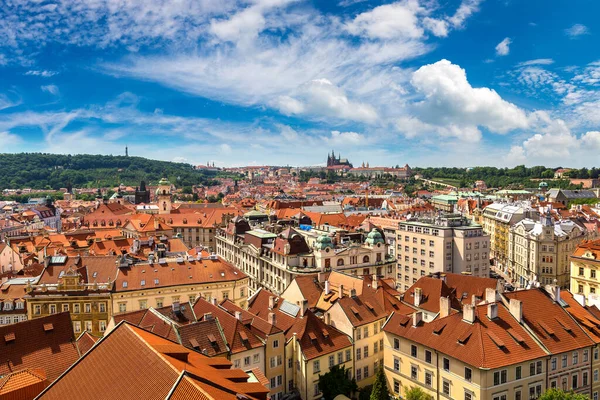 Antenowe Panoramę Pragi Piękny Letni Dzień Republika Czeska — Zdjęcie stockowe