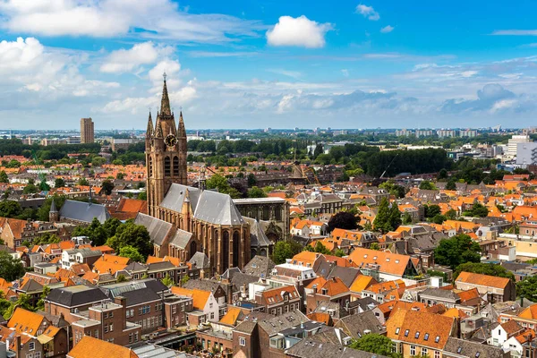Vista Aérea Panorâmica Delft Belo Dia Verão Holanda — Fotografia de Stock