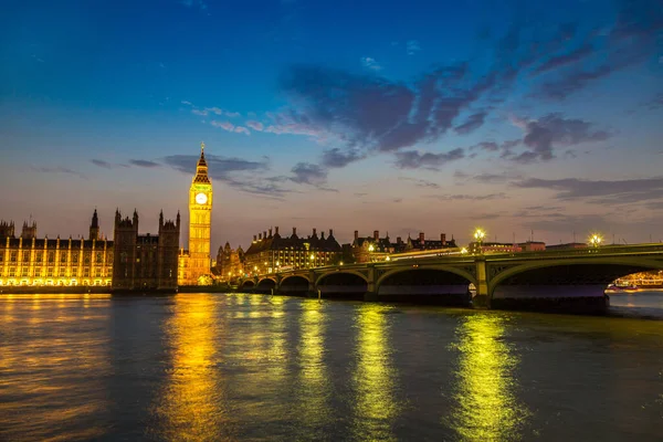 Big Ben Houses Parliament Och Westminster Bron London Vacker Sommarnatt — Stockfoto