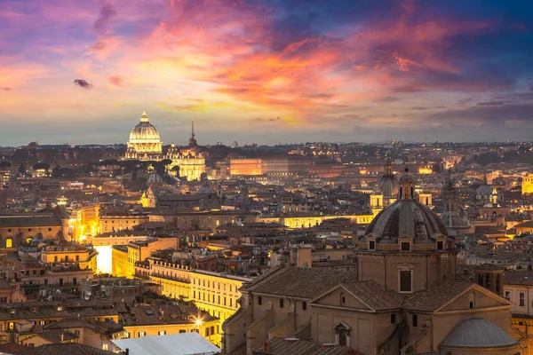 Ночная Панорама Рима Италия Летом — стоковое фото