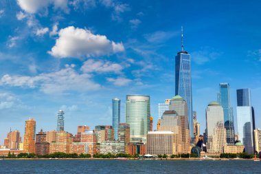 New York City, New York, ABD 'deki Manhattan şehir manzarasının panoramik görüntüsü
