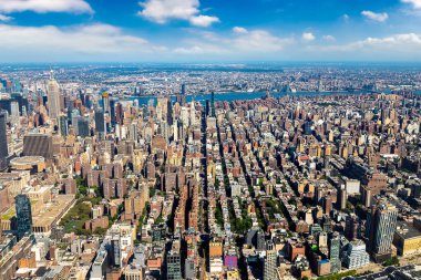 New York City, New York, ABD 'de Manhattan' ın panoramik hava manzarası