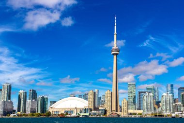 Güneşli bir günde Toronto 'nun panoramik manzarası, Ontario, Kanada