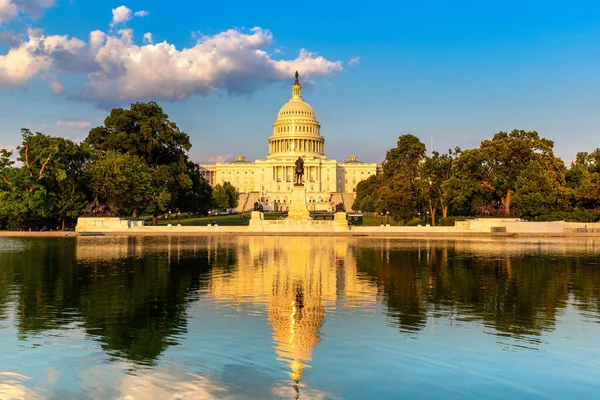 United States Capitol Building Capitol Reflecting Pool Tramonto Washington Usa — Foto Stock