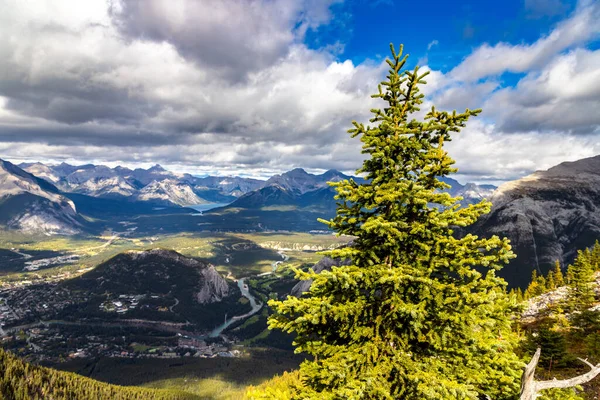 Panoramic Aerial View Banff City Bow Valley Banff National Park — Stock Photo, Image