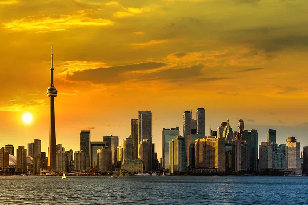 Vista Panorámica Del Horizonte Toronto Atardecer Ontario Canadá — Foto de Stock