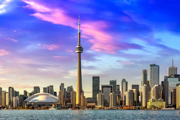 Panoramisch Uitzicht Toronto Skyline Bij Zonsondergang Ontario Canada — Stockfoto
