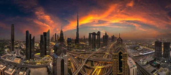 Veduta Aerea Del Centro Dubai Una Notte Estate Emirati Arabi — Foto Stock