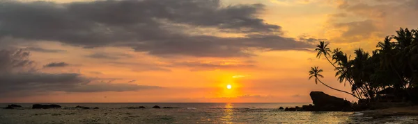 Panorama Pôr Sol Praia Dalawella Sri Lanka — Fotografia de Stock