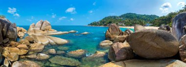 Tayland, Samui adasındaki Mercan Koyu Sahili Panoraması