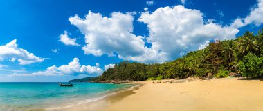 Güneşli bir günde Tayland 'ın Phuket adasındaki Muz Sahili Panoraması