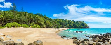 Güneşli bir günde Tayland 'ın Phuket adasındaki Muz Sahili Panoraması