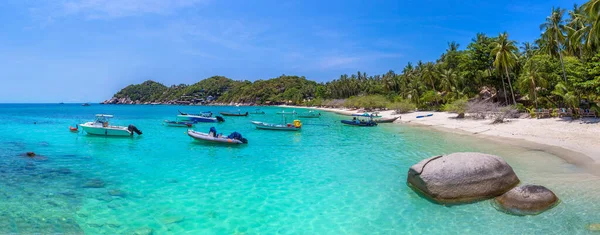 Panorama Hermosa Playa Tropical Isla Koh Tao Tailandia — Foto de Stock