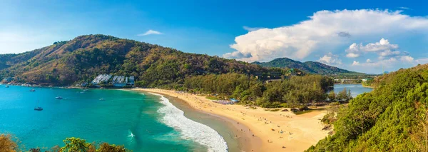 Panorama Della Spiaggia Nai Han Sull Isola Phuket Thailandia — Foto Stock