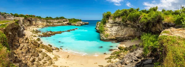 Panorama Lagune Bleue Sur Île Nusa Ceningan Par Une Journée — Photo