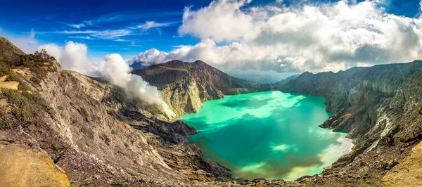 Panorama Krater Aktiva Vulkanen Ijen Java Indonesien — Stockfoto