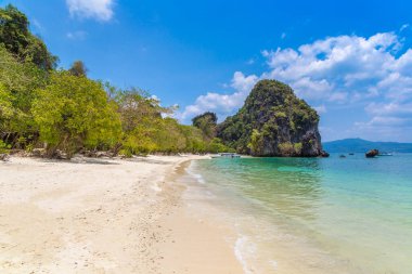 Tayland, Krabi 'deki Koh Hong adasında tropik bir sahil.