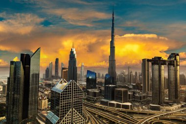 Bir yaz günü Dubai şehir merkezinin hava görüntüsü, Birleşik Arap Emirlikleri