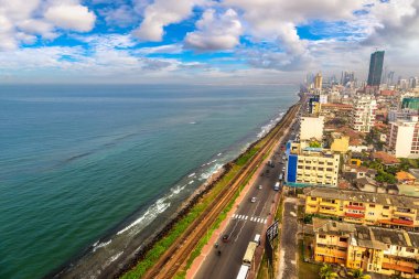 Güneşli bir günde Colombo 'nun panoramik hava manzarası, Sri Lanka