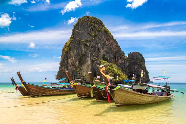 Tailandês Tradicional Barco Cauda Longa Madeira Phra Nang Beach Krabi — Fotografia de Stock