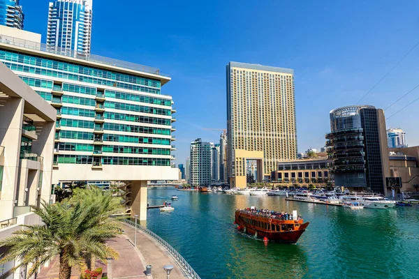 Eski Ahşap Gemi Dubai Marina Dhow Gezisi Dubai Birleşik Arap — Stok fotoğraf