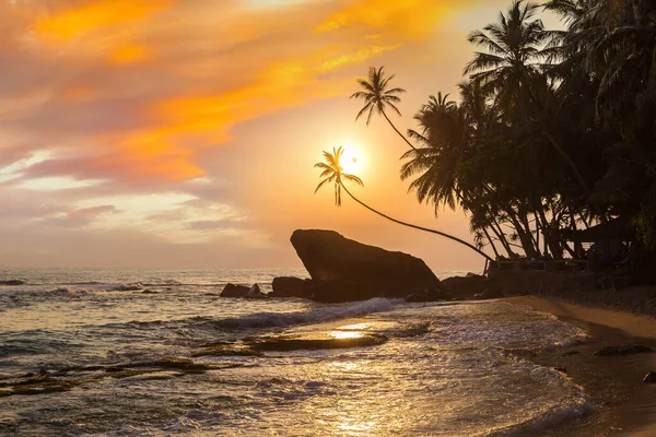 Pôr Sol Praia Dalawella Sri Lanka — Fotografia de Stock