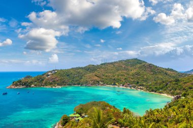 Tayland 'daki Koh Tao adasının panoramik hava manzarası