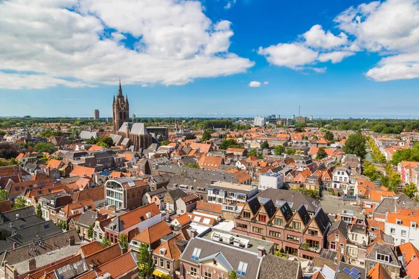 Vista Aérea Panorâmica Delft Belo Dia Verão Holanda — Fotografia de Stock