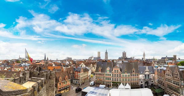 Panorama Flygfoto Över Gent Vacker Sommardag Belgien — Stockfoto