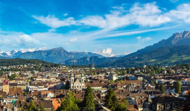Lucerne panoramik havadan görünümü içinde bir güzel yaz gün, İsviçre
