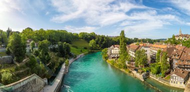 İsviçre Bern ve nın Munster katedralde panoramik manzaralı