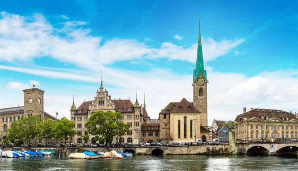 Clock Tower Fraumunster Cathedral Historical Part Zurich Beautiful Summer Day — Stock Photo, Image