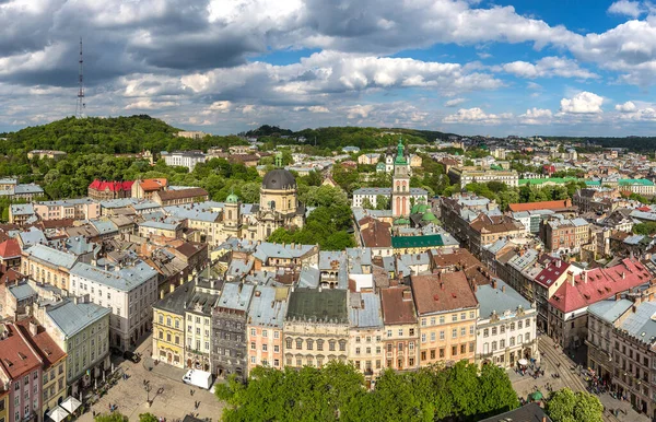 Panoramisch Uitzicht Lviv Oekraïne Een Zonnige Dag — Stockfoto