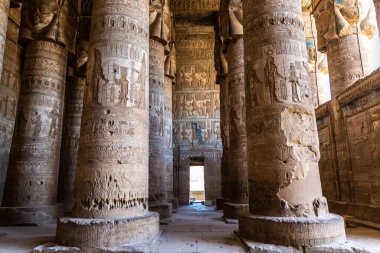 Interior of Dendera temple in a sunny day, Luxor, Egypt