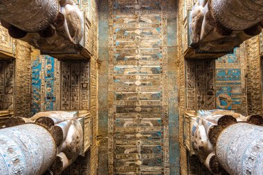 Interior of Dendera temple in a sunny day, Luxor, Egypt