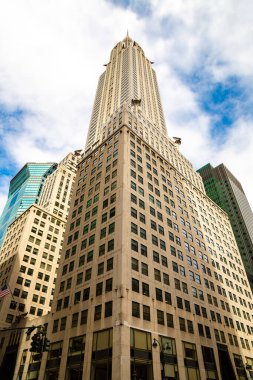 NEW YORK CITY, ABD - 15 Mart 2020: Manhattan, New York 'taki Chrysler Binası Cephesi, ABD