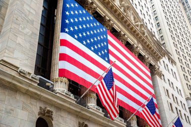 NEW YORK CITY, USA - MARCH 15, 2020:  New York Stock Exchange building at Wall Street in Manhattan, New York City, USA